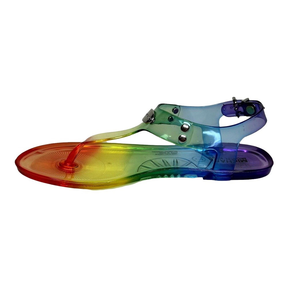 Michael Kors Youth‎ Girls Harmony Flat Thong Sandals Size 2 Multicolor Rainbow - Picture 5 of 10
